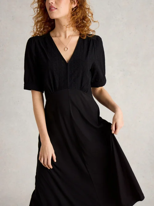 Jerseykleid Megan mit Lochspitze - Pure Blk - 52/R Bild 1
