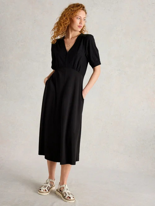 Jerseykleid Megan mit Lochspitze - Pure Blk - 34/R Bild 3