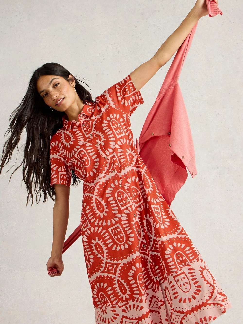 Blusenkleid Rua aus Jersey - Red Pr - 42/R Bild 1