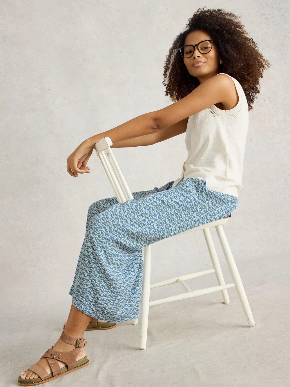 Culotte Lisette mit Knittereffekt - Blue Pr - 52/R Bild 1