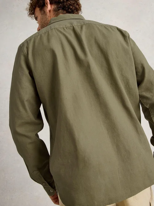 Langarmhemd Ely aus Leinen & Bio-Baumwolle - Khaki Grn - XXXL Bild 4