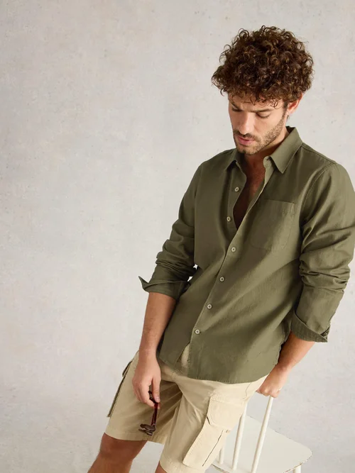 Langarmhemd Ely aus Leinen & Bio-Baumwolle - Khaki Grn - XXL Bild 1