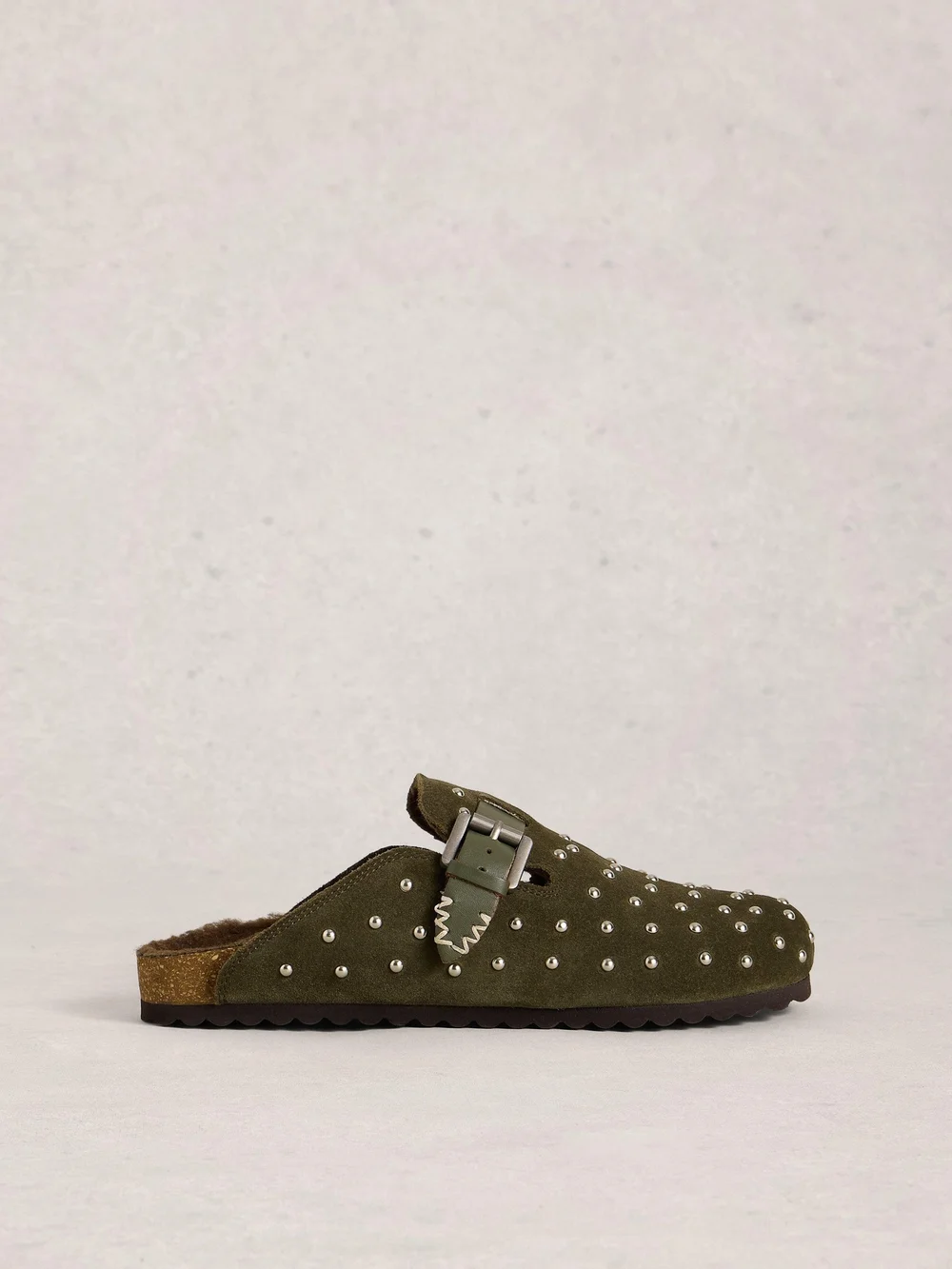 Pantoletten Myrtle mit Nieten - Khaki Grn - 41 Bild 1