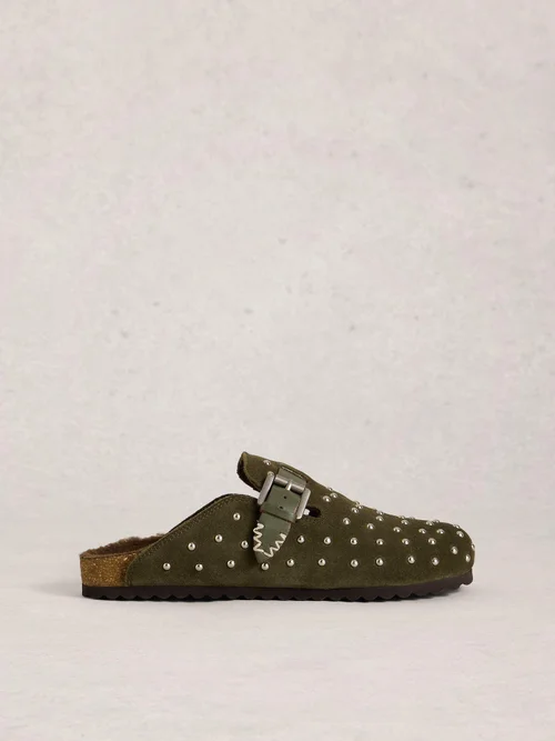 Pantoletten Myrtle mit Nieten - Khaki Grn - 41 Bild 1