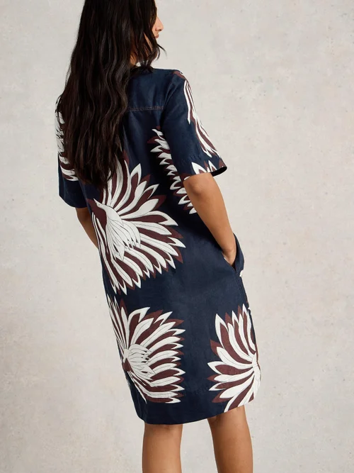 Leinenkleid June - Navy Pr - 52/R Bild 4