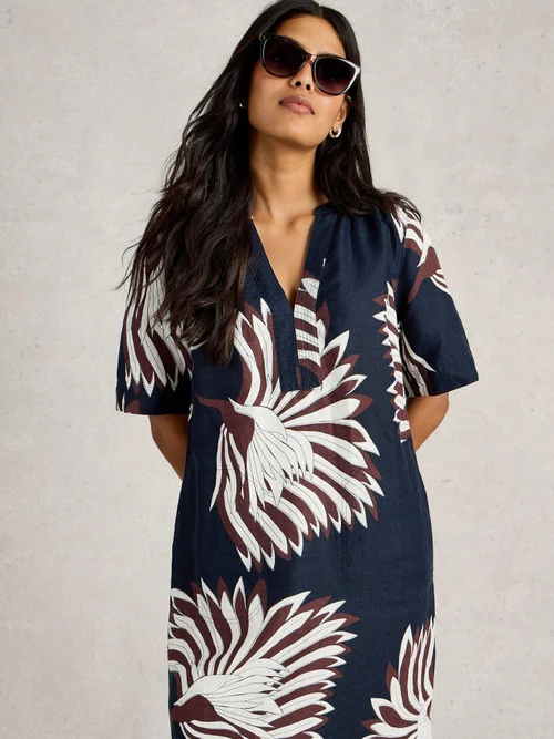 Leinenkleid June - Navy Pr - 52/R Bild 3