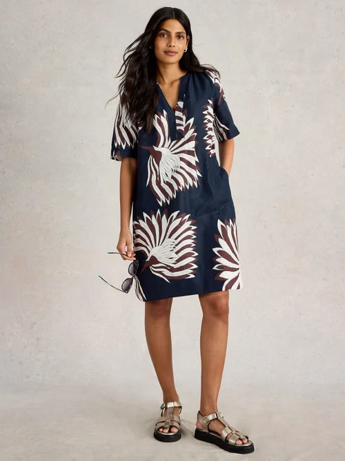 Leinenkleid June - Navy Pr - 52/R Bild 2