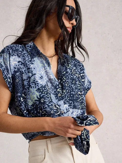 Bluse Ellie aus Bio-Baumwolle - Blue Mlt - 52 Bild 3