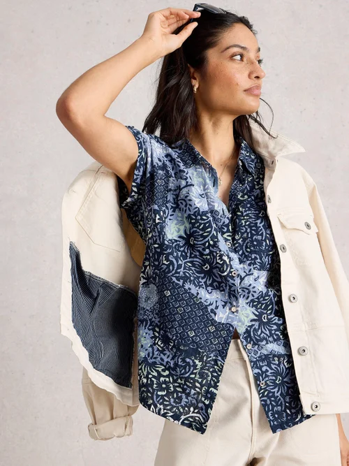 Bluse Ellie aus Bio-Baumwolle - Blue Mlt - 52 Bild 1