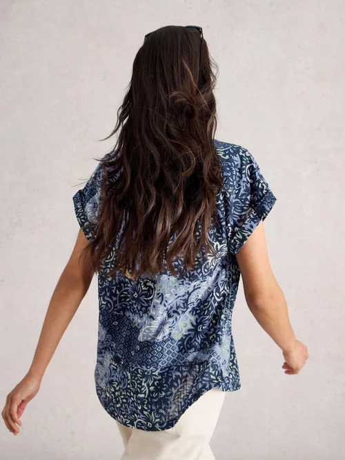 Bluse Ellie aus Bio-Baumwolle - Blue Mlt - 52 Bild 4