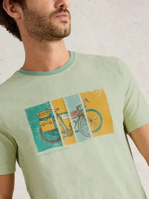 T-Shirt Abersoch mit Bike-Motiv - Green Pr - XXXL Bild 3