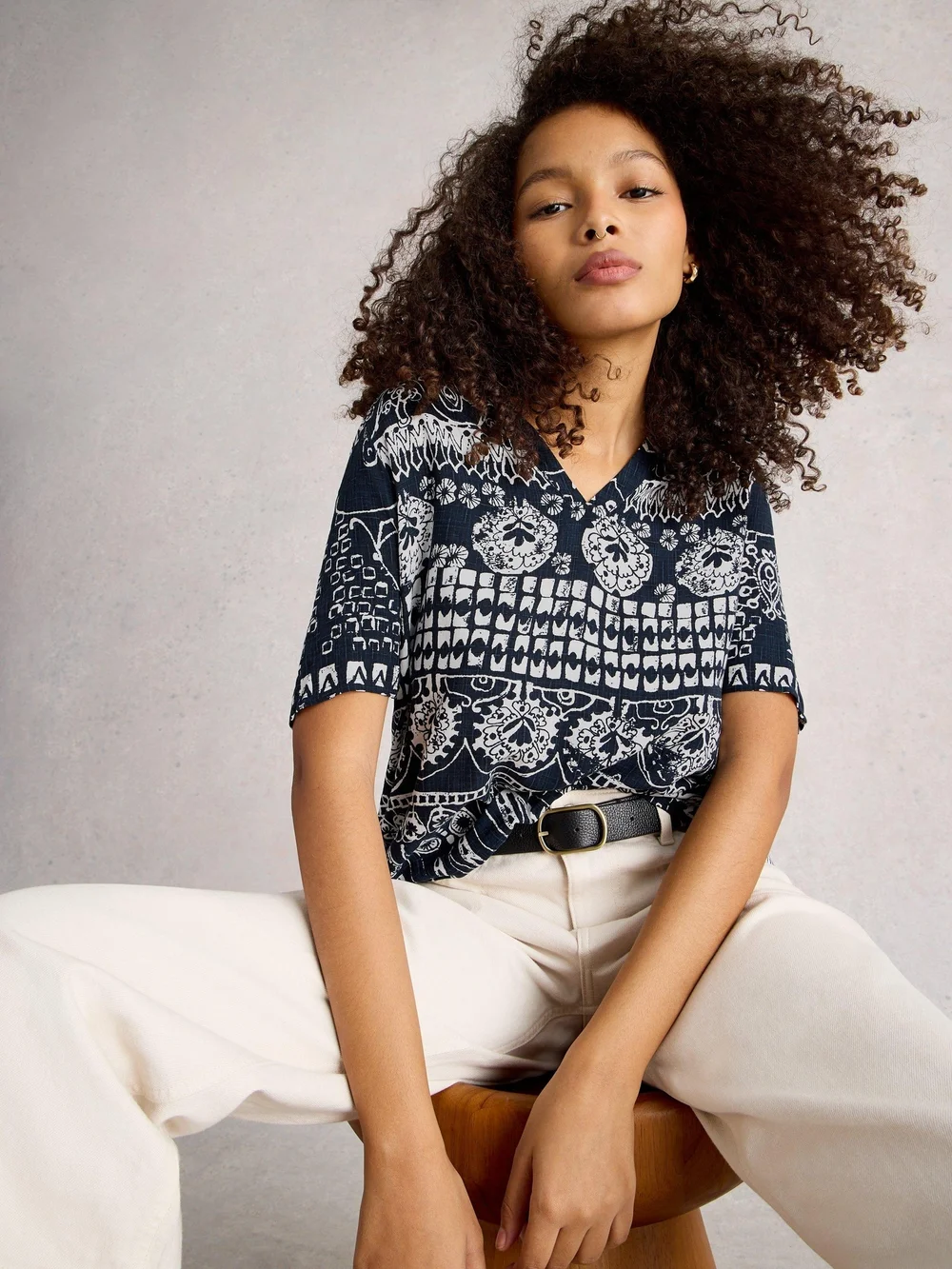 Bluse Elisa - Navy Pr - 50 Bild 1