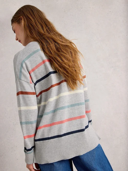 Gestreifter Pullover Olive - Grey Mlt - 52 Bild 4