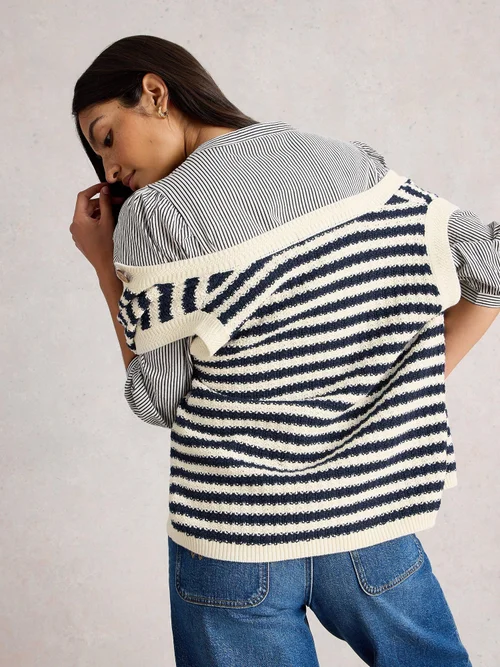 Gestreifte Strickweste Sienna - Navy Multi - XL Bild 4