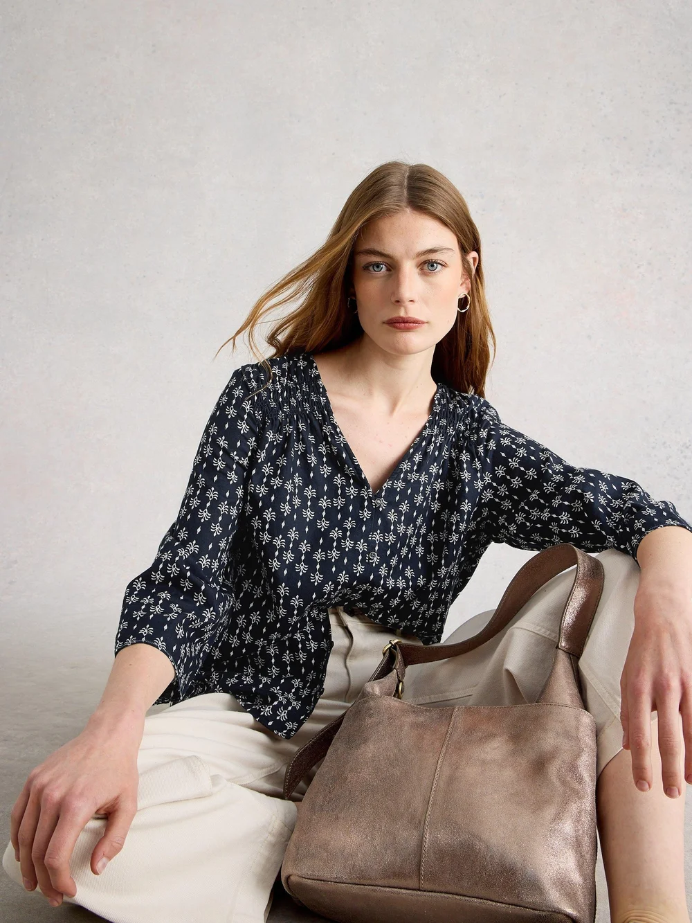 Bluse Rae aus Bio-Baumwolle - Navy Pr - 52 Bild 1