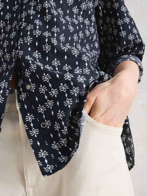 Bluse Rae aus Bio-Baumwolle - Navy Pr - 52 Bild 3