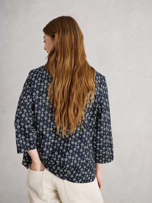 Bluse Rae aus Bio-Baumwolle - Navy Pr - 52 Bild 4