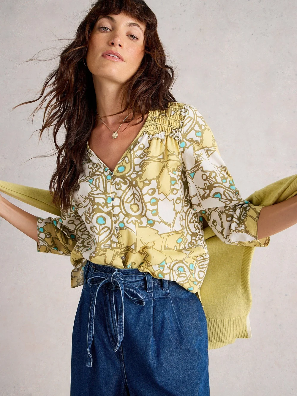 Bluse Rae aus Bio-Baumwolle - Yellow Mlt - 52 Bild 1