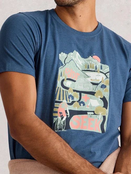 T-Shirt Abersoch mit Bike-Motiv - Blue Pr - XXXL Bild 3