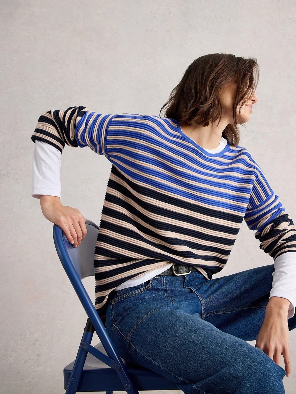 Gestreifter Pullover Jana - Blue Mlt - 52 Bild 1