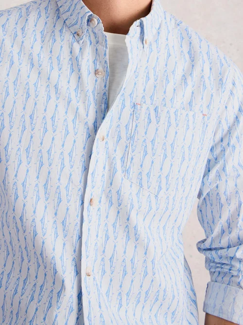 Hemd Salcombe mit Fischprint - Blue Pr - XXXL/R Bild 3