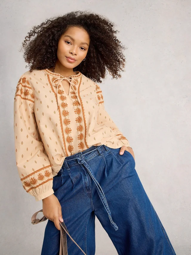 Besticktes Top Lila