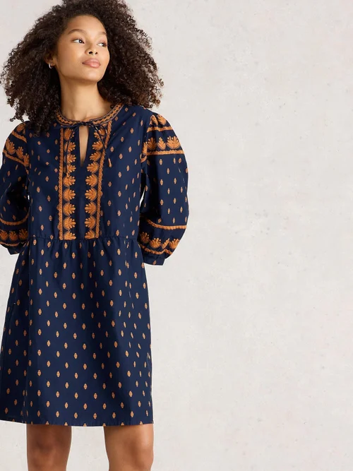 Besticktes Kleid Lila - Navy Multi - 42 Bild 3