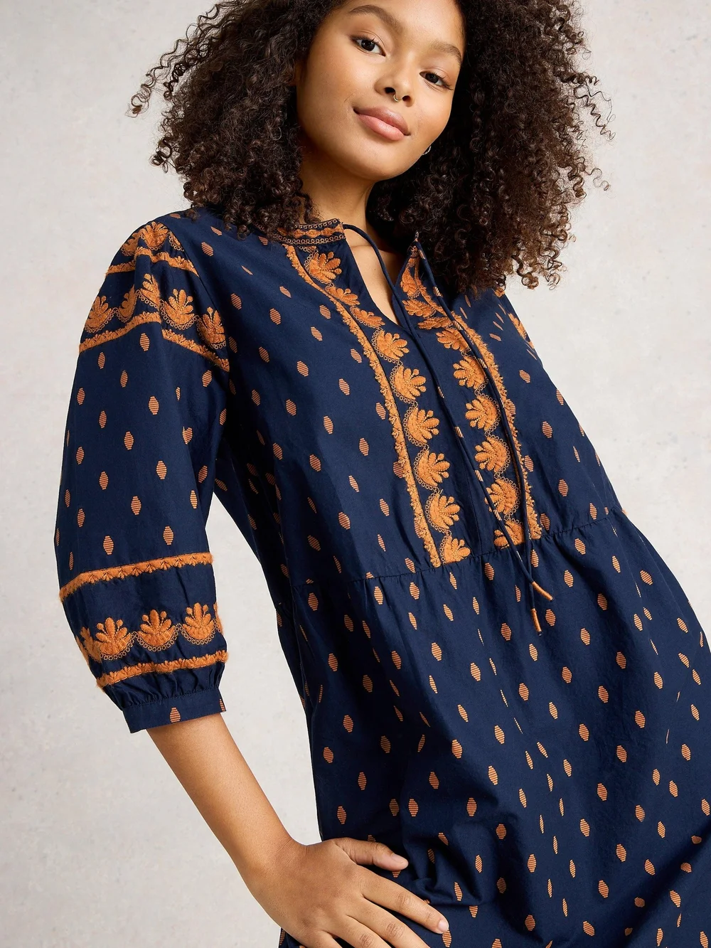 Besticktes Kleid Lila - Navy Multi - 42 Bild 1