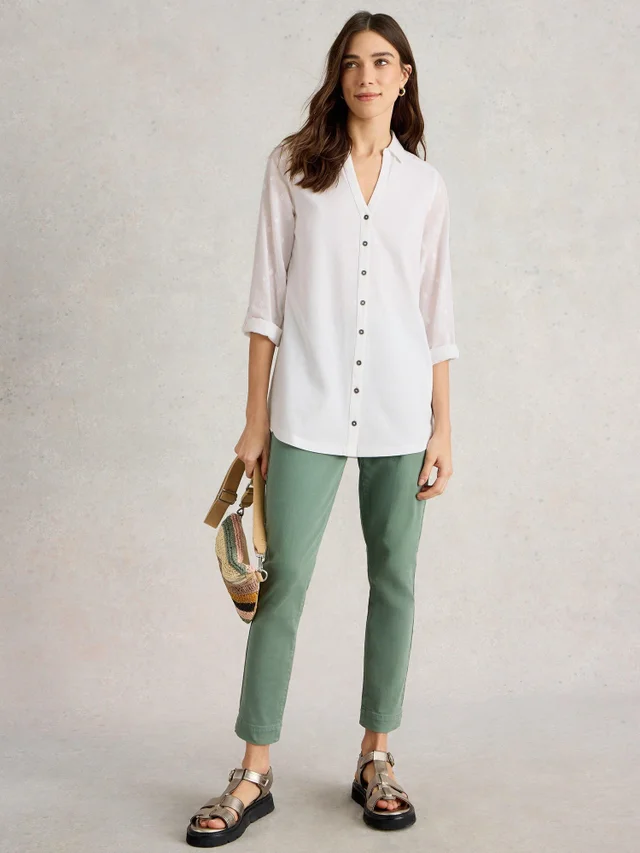 Lange Bluse Annie aus Material-Mix