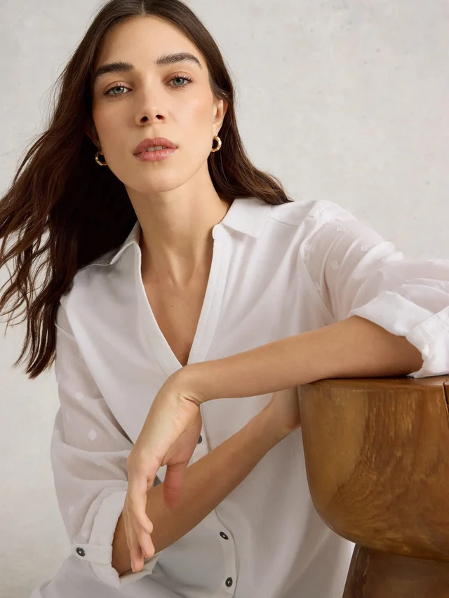 Lange Bluse Annie aus Material-Mix
