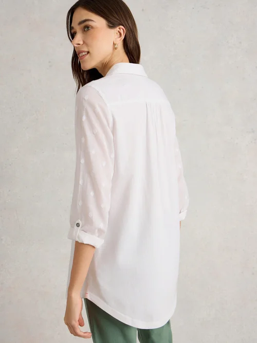 Lange Bluse Annie aus Material-Mix - Pale Ivory - 52 Bild 4