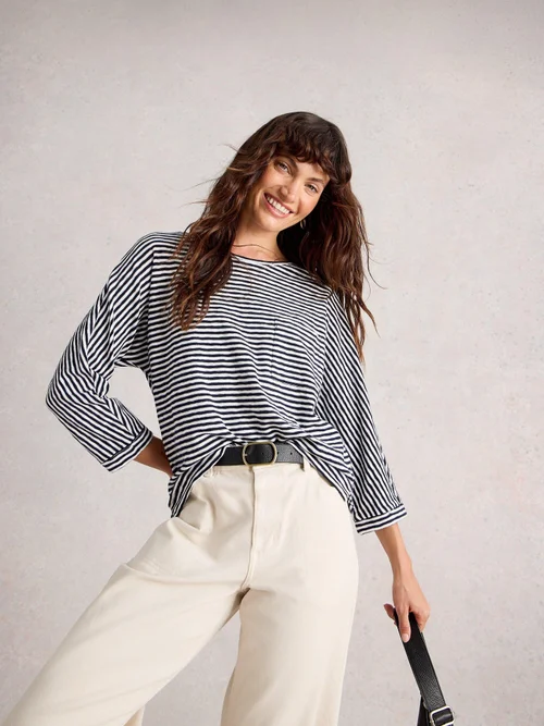 Gestreiftes Dolman Top Demi - Navy Multi - 44 Bild 1
