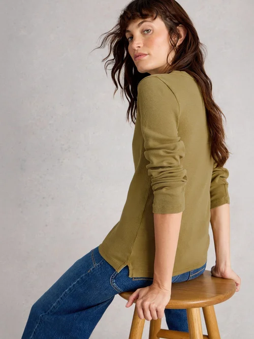 Geripptes Langarmshirt Sadie - Khaki Grn - 50 Bild 1