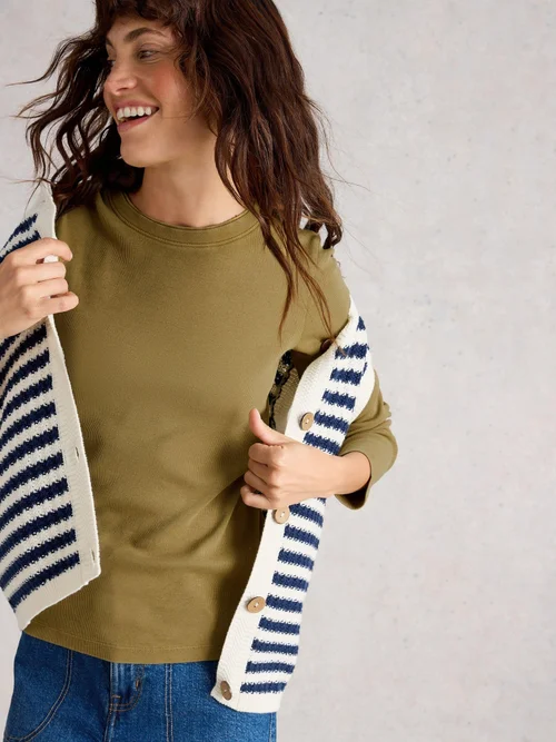 Geripptes Langarmshirt Sadie - Khaki Grn - 50 Bild 3