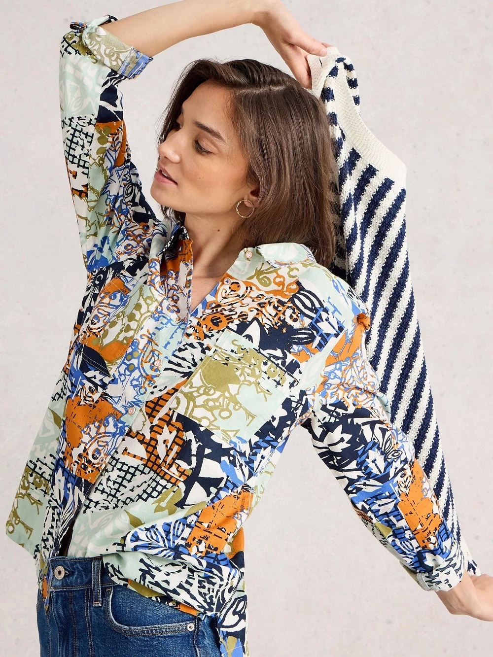 Bluse Sophie aus Bio-Baumwolle - Orange Mlt - 52 Bild 1