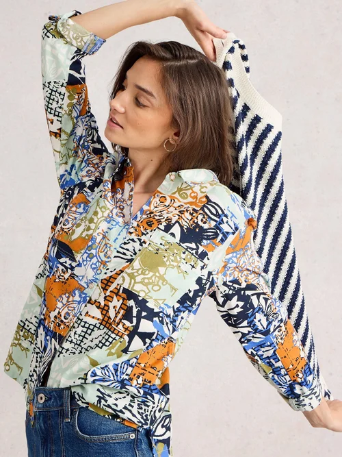 Bluse Sophie aus Bio-Baumwolle - Orange Mlt - 52 Bild 1