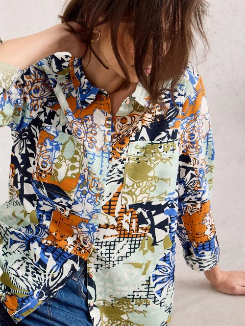 Bluse Sophie aus Bio-Baumwolle - Orange Mlt - 52 Bild 3