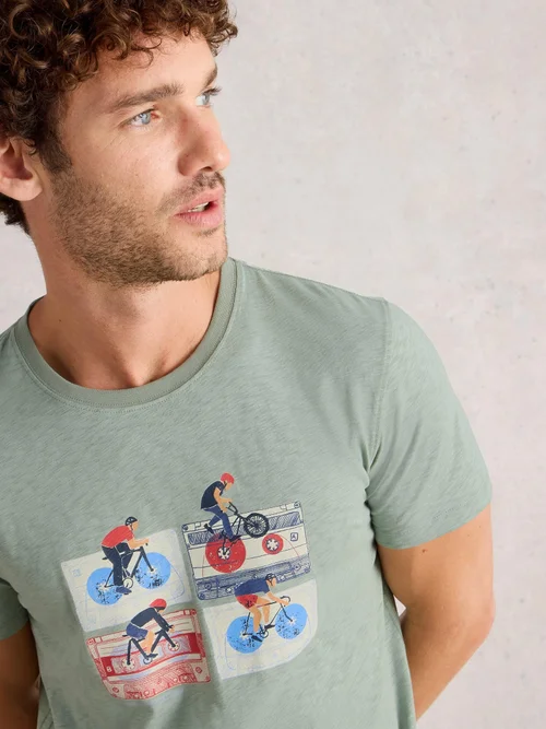 T-Shirt Abersoch mit Bike-Motiv - Green Pr - L Bild 3