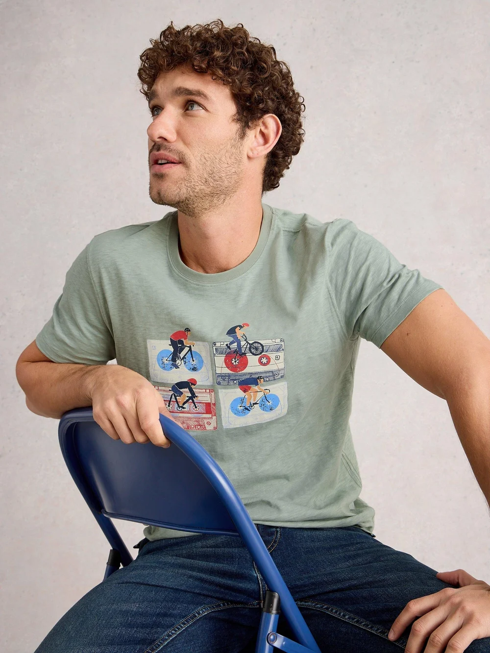 T-Shirt Abersoch mit Bike-Motiv - Green Pr - XXL Bild 1