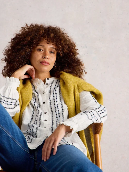 Bestickte Bluse Naomi - Ivory Mlt - 46 Bild 1