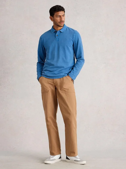 Langarm-Polohemd Utility - Mid Blue - XXXL/R Bild 2