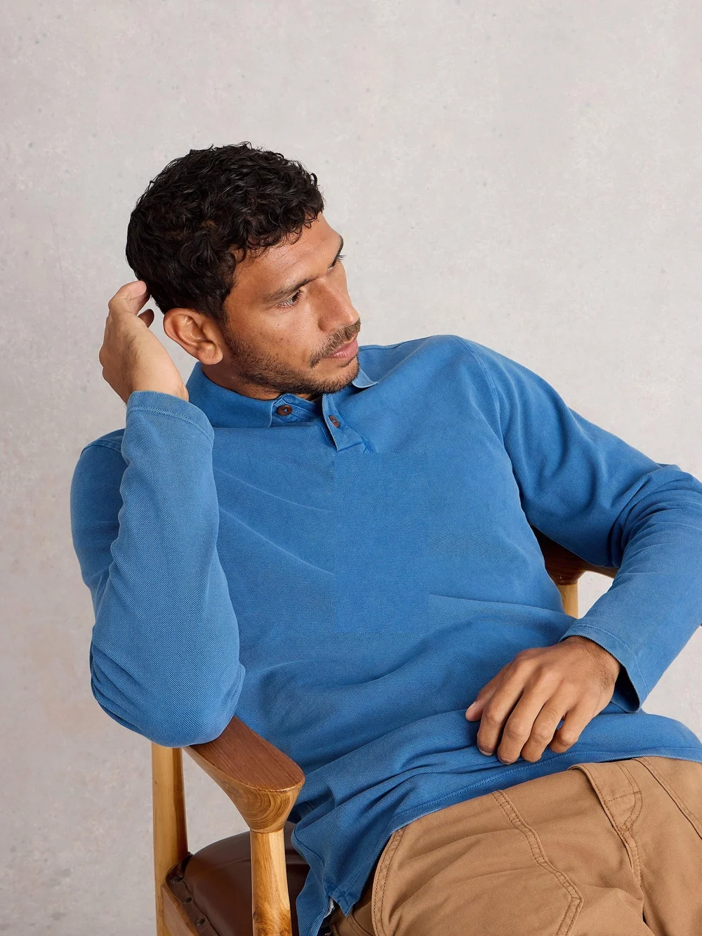 Langarm-Polohemd Utility - Mid Blue - XXXL/R Bild 1