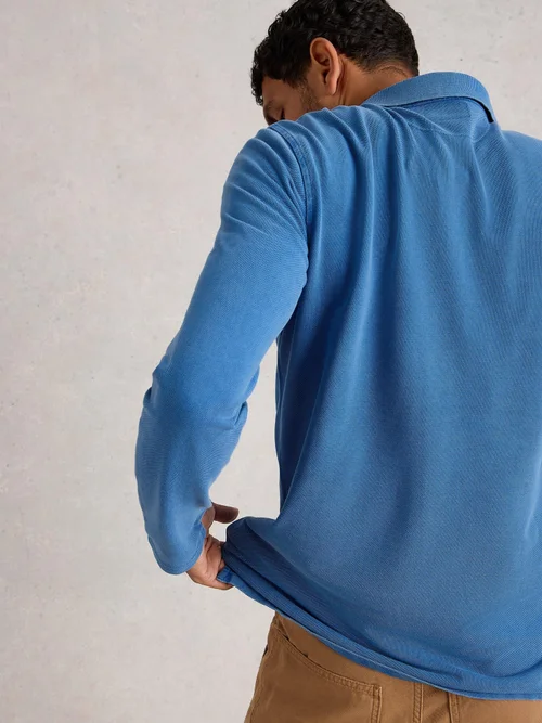 Langarm-Polohemd Utility - Mid Blue - XXXL/R Bild 4
