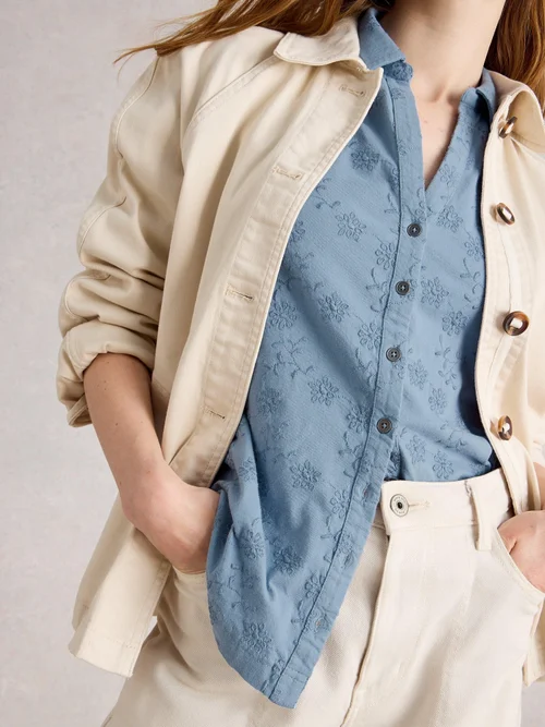 Bestickte Jerseybluse Annie - Mid Blue - 52 Bild 3