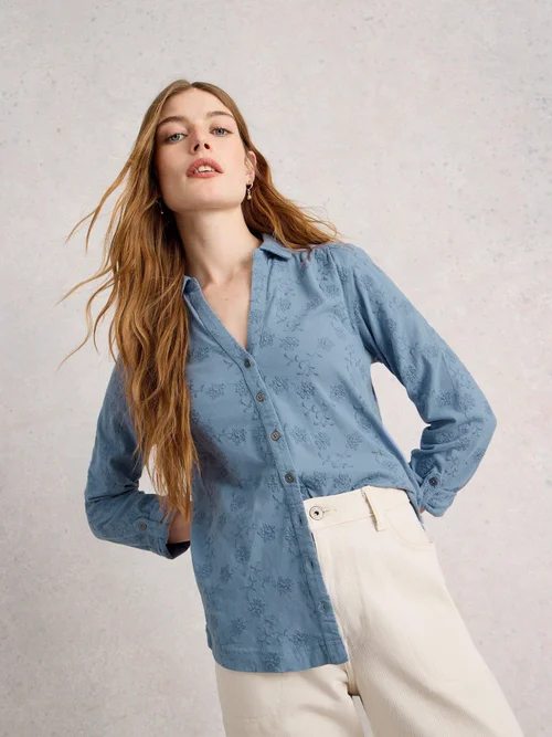 Bestickte Jerseybluse Annie - Mid Blue - 52 Bild 1