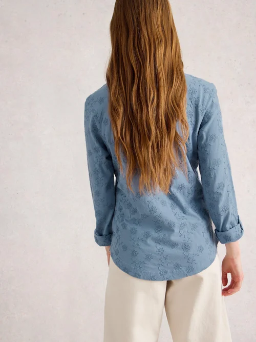Bestickte Jerseybluse Annie - Mid Blue - 46 Bild 4