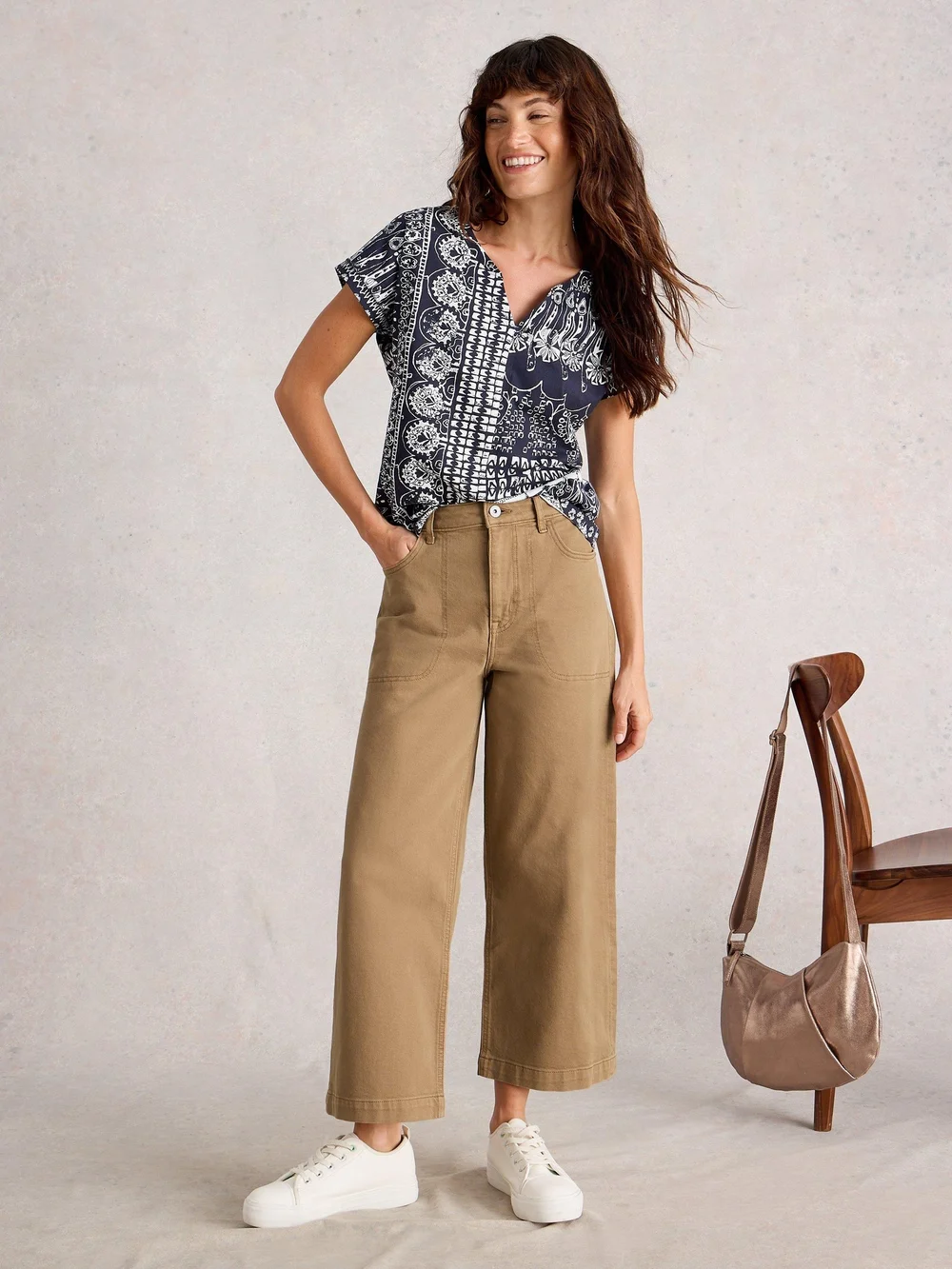 7/8-Jeans Tia mit weitem Bein - Mid Tan - 52/R Bild 1