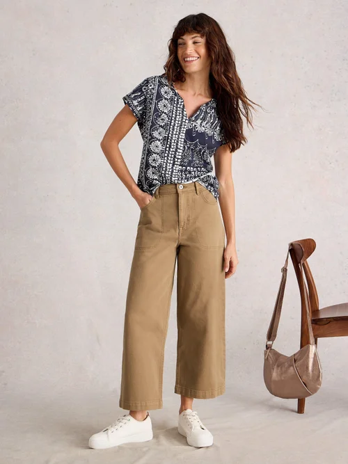 7/8-Jeans Tia mit weitem Bein - Mid Tan - 52/R Bild 1