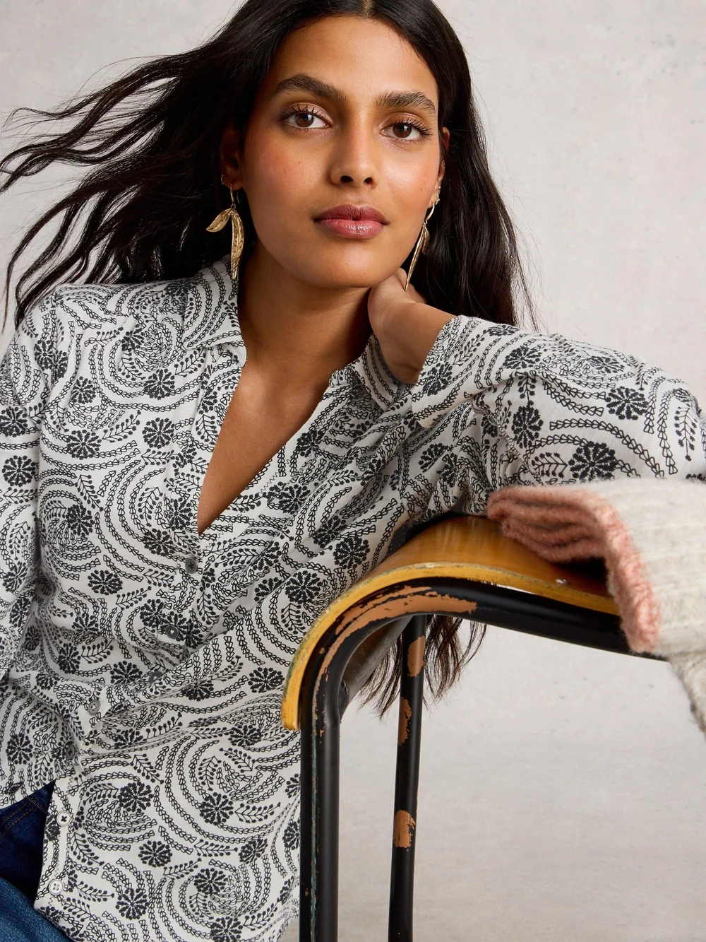 Jerseybluse Annie - White Pr - 48 Bild 1