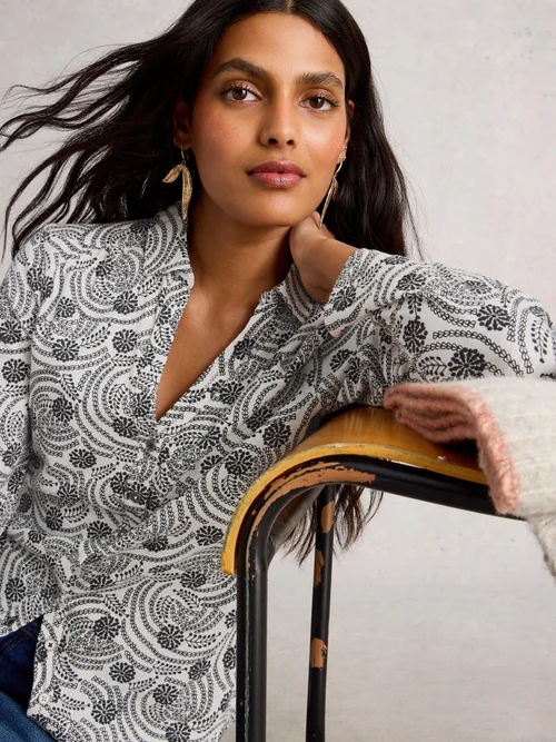 Jerseybluse Annie - White Pr - 48 Bild 1